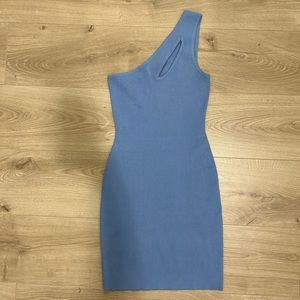 Blue knit mini dress